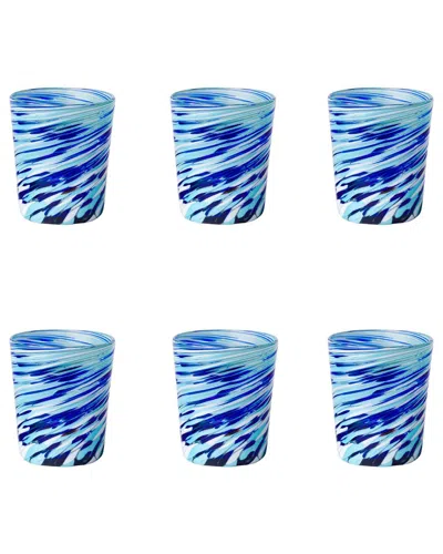 10 Strawberry Street Set Of 6 Malibu Mexican Glassware: Double Old Fashioned In Blue