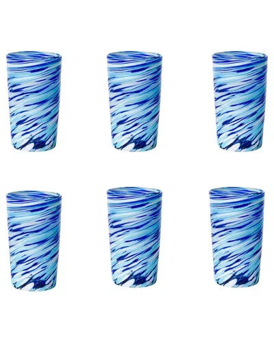 10 Strawberry Street Set Of 6 Malibu Mexican Glassware: Hiball In Blue