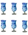 10 Strawberry Street Set Of 6 Malibu Mexican Glassware: Hurricane In Blue