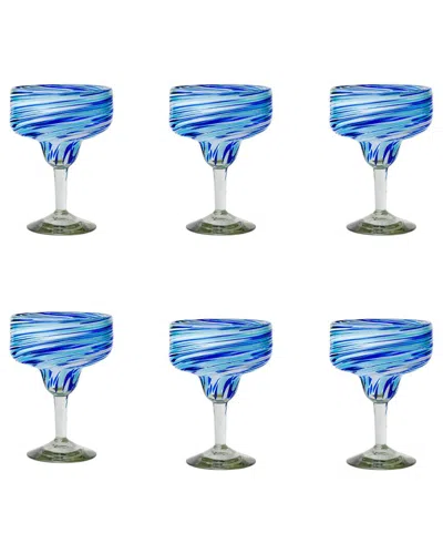 10 Strawberry Street Set Of 6 Malibu Mexican Glassware: Margarita In Blue