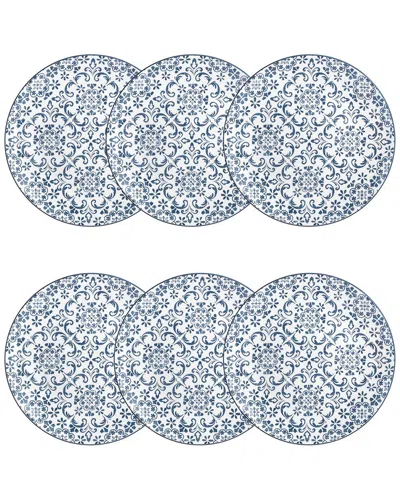 10 Strawberry Street Set Of 6 Mediterranean Blue Dinner Plates