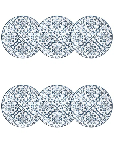 10 Strawberry Street Set Of 6 Mediterranean Blue Salad Plates