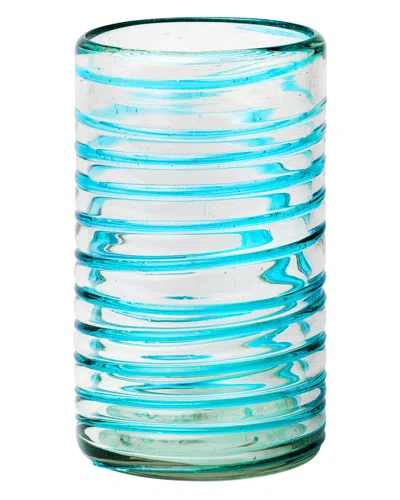 10 Strawberry Street Set Of 6 Meridia Hiball Handblown Mexican Glasses In Blue
