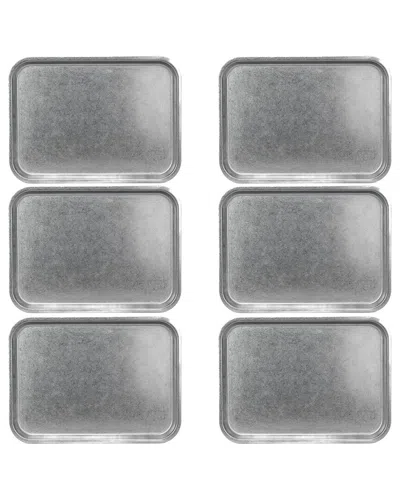 10 Strawberry Street Set Of 6 Moab Stainless Steel Coupe Dinnerware: 10in X 14in Rectangular Plate