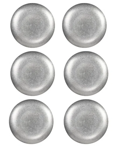 10 Strawberry Street Set Of 6 Moab Stainless Steel Coupe Dinnerware: 7.5in Round Plate In Gray