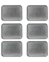 10 Strawberry Street Set Of 6 Moab Stainless Steel Coupe Dinnerware: 8in X 11in Rectangular Plate