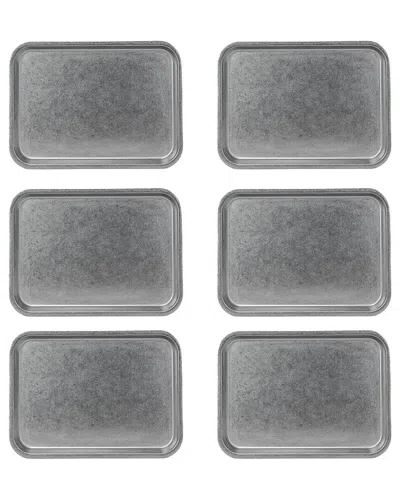 10 Strawberry Street Set Of 6 Moab Stainless Steel Coupe Dinnerware: 8in X 11in Rectangular Plate