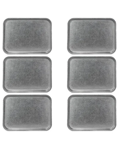10 Strawberry Street Set Of 6 Moab Stainless Steel Coupe Dinnerware: 9in X 12in Rectangular Plate