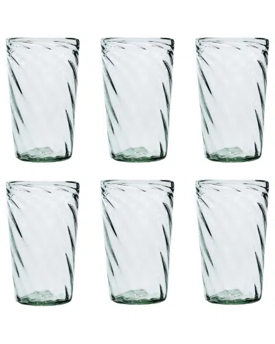 10 Strawberry Street Set Of 6 Optic Swirl Mexican Glassware: Hiball
