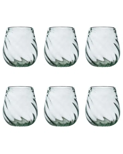 10 Strawberry Street Set Of 6 Optic Swirl Mexican Glassware: Stemless Wine Glasses