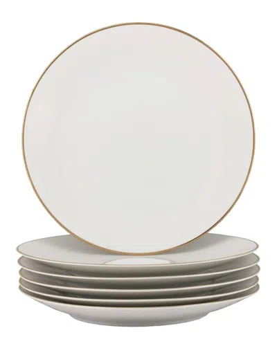 10 Strawberry Street Set Of 6 Royal Coupe Gold Line Dinner Plate In White