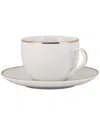 10 Strawberry Street Set Of 6 Royal Coupe Gold Line Cup & Saucer In Gold