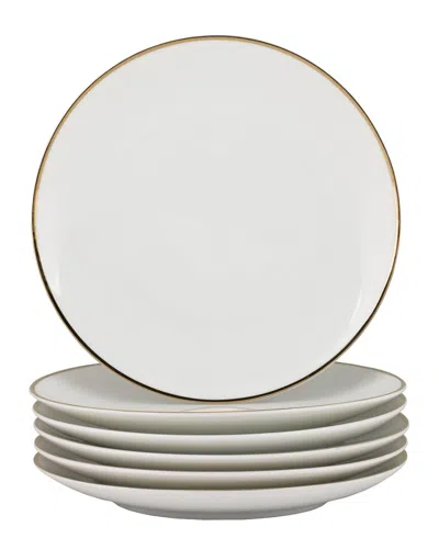 10 Strawberry Street Set Of 6 Royal Coupe Gold Line Salad/dessert Plates