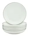 10 Strawberry Street Set Of 6 Royal Coupe Silver Line Soup Bowl In White