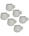 10 Strawberry Street Set Of 6 Snowflake Handle Espresso Demitasse Cups In White