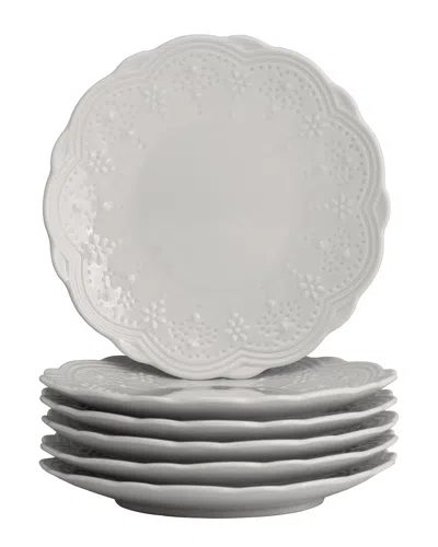 10 Strawberry Street Set Of 6 Valentina Bread & Butter Plates In Gray