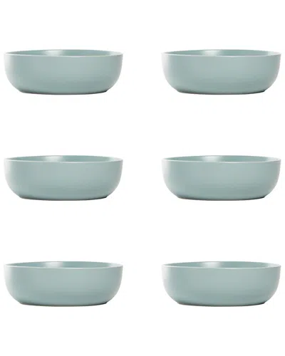 10 Strawberry Street Set Of 6 Wazee Matte Coupe Dinnerware Bowls In Blue