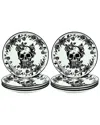 10 Strawberry Street Set Of 8 Skull Toile Appetizer Plates