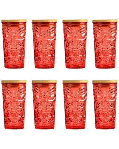 10 Strawberry Street Set Of 8 Tiki Sipper Glasses In Red