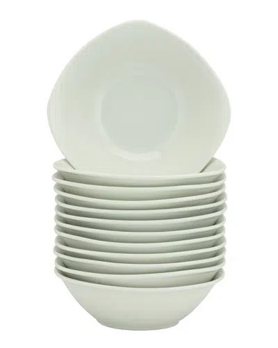 10 Strawberry Street Set Of Twelve Square Cereal Bowls In White