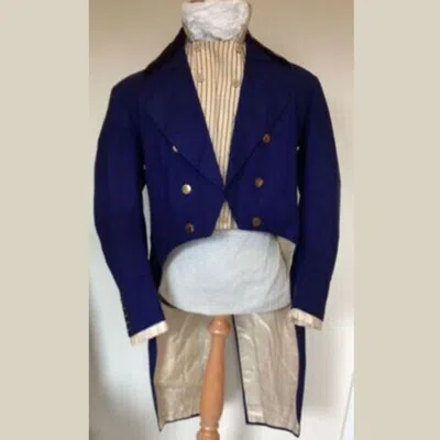 Pre-owned 100% 1820c Military Infantry Blue Tailcoat Wool Men's Coat