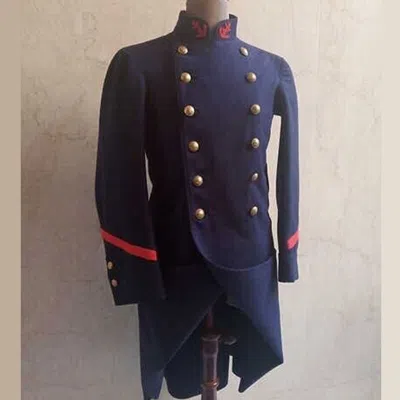 Pre-owned 100% 1867th To 1877th French Pattern Infantry Navy Blue Men's Overcoat