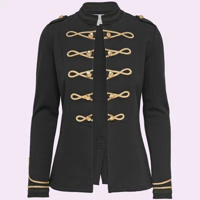 Pre-owned 100% Black Ladies Officer's Wool Coat All Braid Jacket