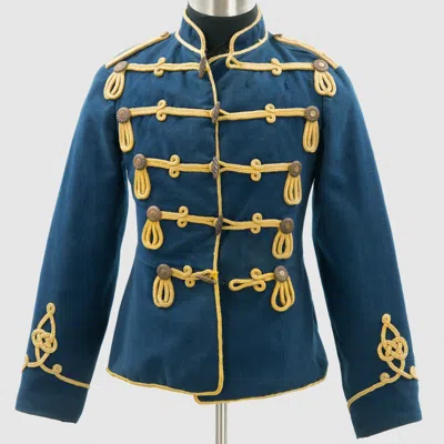 Pre-owned 100% Blue Imperial Prussia Hussar Office Tunic Military Jacket