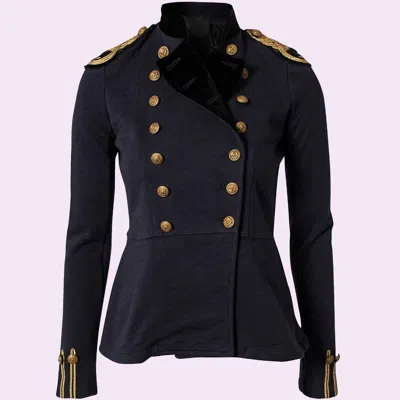 Pre-owned 100% Blue Ladies Officer's Wool Coat Braid Jacket