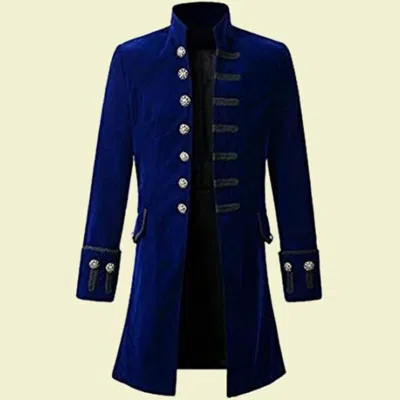 Pre-owned 100% Blue Men Women Coat Long Jacket