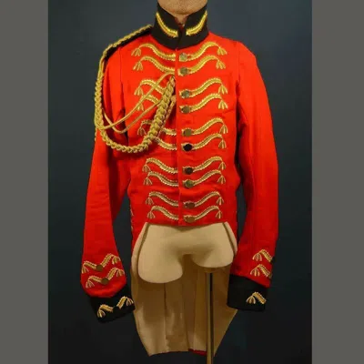 Pre-owned 100% British Aide-de-camp Full Red Wool Dress Men's Officer Jacket
