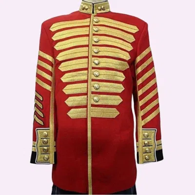 Pre-owned 100% British Grenadier Guards Drum Major Tunic. Red Blazer Wool. Gold Braid/buttons
