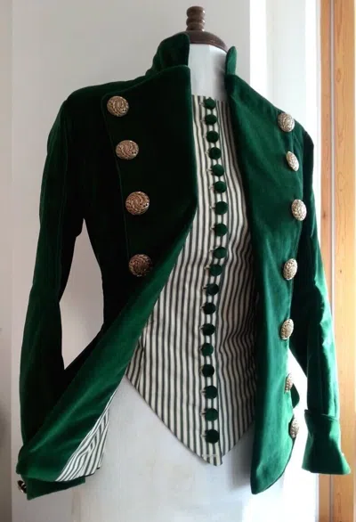 Pre-owned 100% Calliope Tailcoat - Green Ladies Halloween Costume, Ladies Tailcoat And Vest