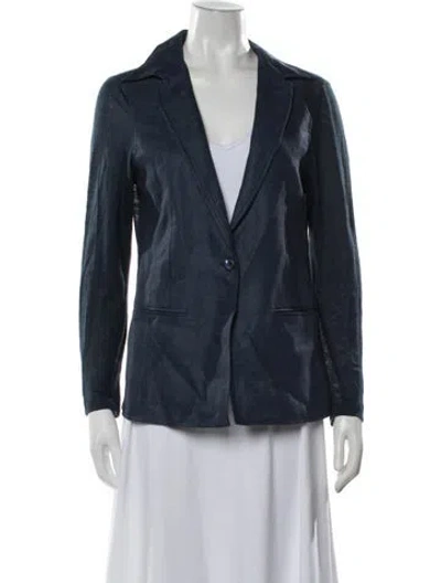 Pre-owned 100% Capri Linen Blazer In Blue