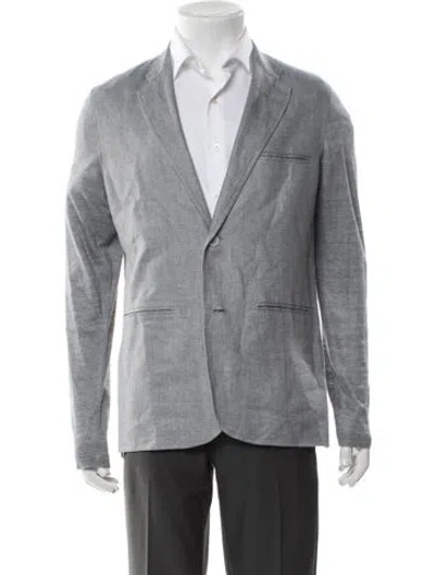 Pre-owned 100% Capri Linen Blazer In Gray