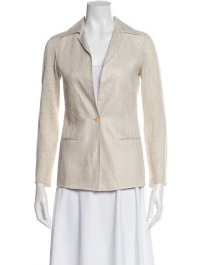 Pre-owned 100% Capri Linen Blazer In Neutral