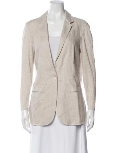 Pre-owned 100% Capri Linen Blazer In Neutral