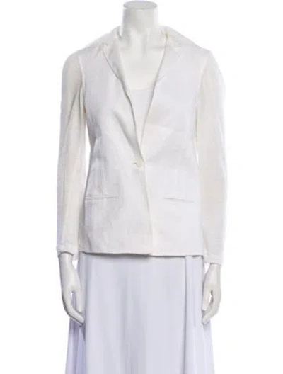 Pre-owned 100% Capri Linen Blazer In White