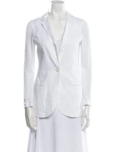 Pre-owned 100% Capri Linen Blazer In White