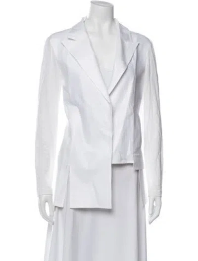 Pre-owned 100% Capri Linen Blazer In White