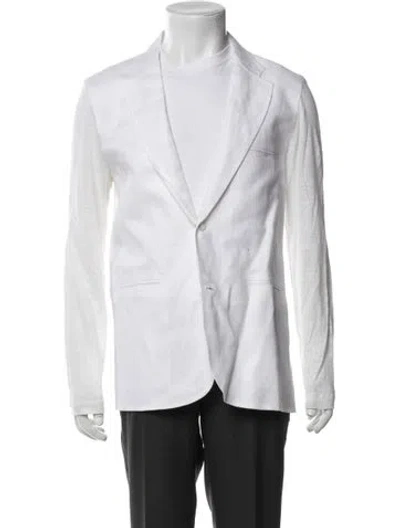 Pre-owned 100% Capri Linen Blazer In White