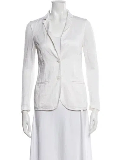 Pre-owned 100% Capri Linen Blazer In White