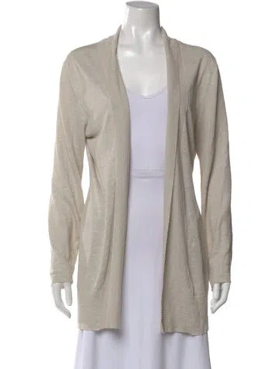 Pre-owned 100% Capri Linen Cowl Neck Sweater In Neutral