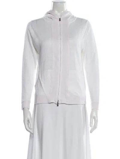 Pre-owned 100% Capri Linen Crew Neck Hoodie In White