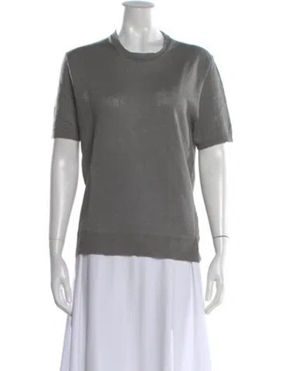 Pre-owned 100% Capri Linen Crew Neck Sweater In Gray