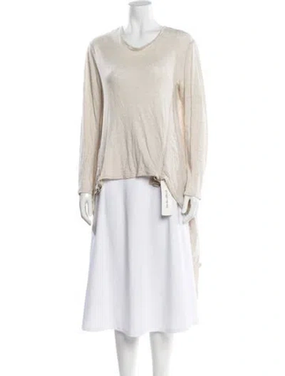 Pre-owned 100% Capri Linen Crew Neck Top In Neutral