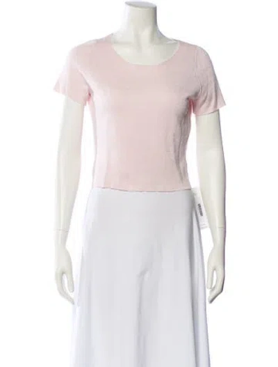 Pre-owned 100% Capri Linen Crew Neck Top In Pink