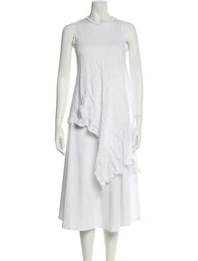 Pre-owned 100% Capri Linen Crew Neck Tunic In White