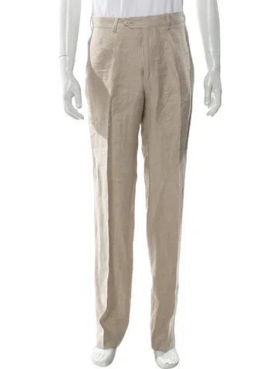 Pre-owned 100% Capri Linen Dress Pants In Neutral