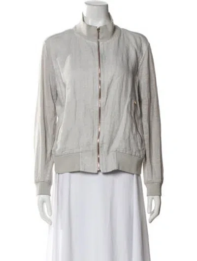 Pre-owned 100% Capri Linen Jacket In Gray